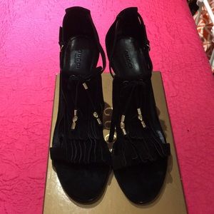 Gucci suede tassel heels